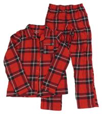 Červeno-tmavomodré kostkované pyžamo Primark