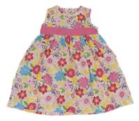 Bílo-barevné květované lehké šaty 