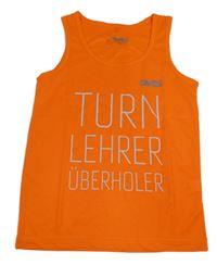 Neonově oranžové sportovní tílko s nápisem 