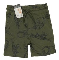 Nové - tmavozelené teplákové kraťasy s dinosaury Primark