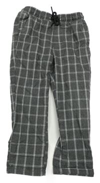 Šedo-bílé kostkované plátěné kalhoty Denim Co.