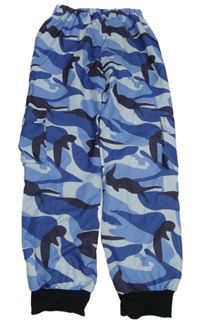Modré šusťákové army cuff cargo kalhoty zn. Shein