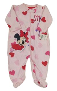 Nové - Růžový fleecový overal se srdíčky a Minnie Disney