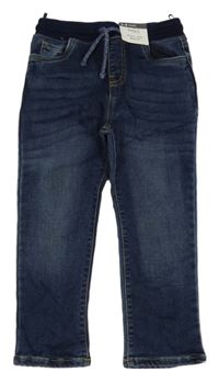 Nové - Tmavomodré teplákové skinny rifle s úpletovým pasem M&S