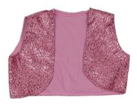 Růžová třpytivá podšitá crop vesta 