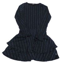 Černo-barevné pruhované třpytivé šaty 