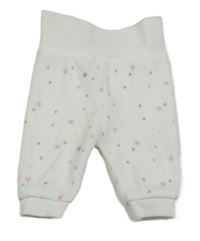 Bílo-růžovo-šedé sametové tepláky s hvězdami C&A