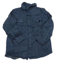 Tmavomodrá žebrovaná košile Tu