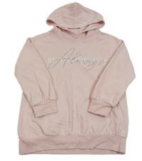 Světlerůžová mikina s nápisem s kapucí River Island