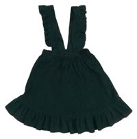 Tmavozelená žebrovaná laclová sukně s volánky Shein