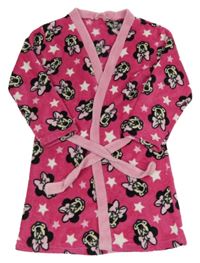 Růžový plyšový župan s Minnie a hvězdami