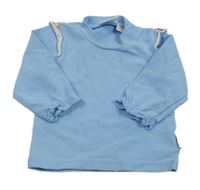 Světlemodré triko s květovanými volánky 