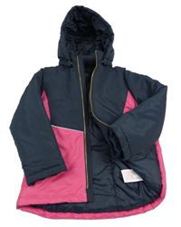Tmavomodro-růžová šusťáková zimní bunda s kapucí Name it