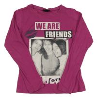 Fialové triko s dívkami a nápisy Crash One 