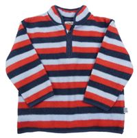 Modro-červená pruhovaná fleecová mikina 