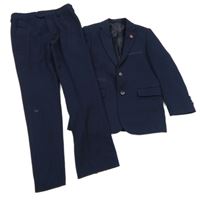 2set - Tmavomodro-černé vzorované slavnostní sako + kalhoty 