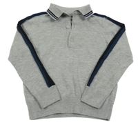 Šedo-černo-tmavomodrý svetr s límečkem Matalan