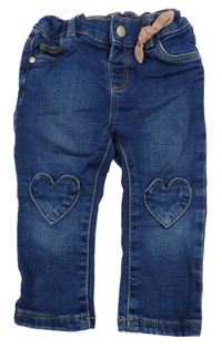 Tmavomodré teplákové skinny rifle se srdíčky C&A