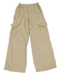 Béžové plátěné široké cargo kalhoty H&M