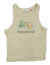 Béžový žebrovaný crop top s medvídky H&M