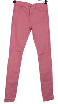 Dámské růžové skinny elastické rifle Jack Wills 