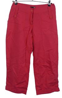 Dámské tmavorůžové lněné capri kalhoty H&M