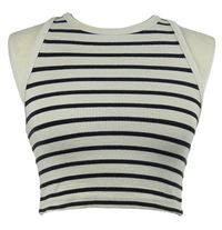 Dámský smetanovo-černý proužkovaný žebrovaný crop top H&M