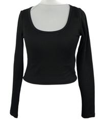 Dámské černé žebrované crop triko H&M