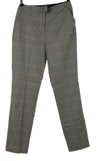 Dámské smetanovo-barevné kostičkované kalhoty s puky zn. Damart 