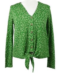 Dámská zelená kytičkovaná halenka s uzlem New Look 