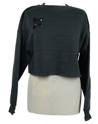 Dámská tmavošedá crop mikina s hvězdičkami z flitrů Primark 