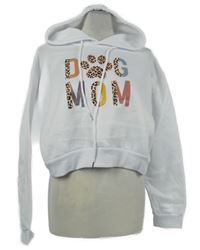 Dámská blá crop mikina s nápisem a kapucí Shein 