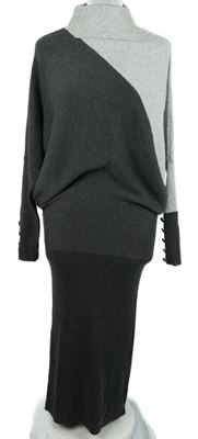 Dámské tmavošedo-šedé svetrové dlouhé šaty Mint Velvet 