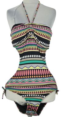 Dámské černo-barevné vzorované jednodílné plavky s průstřihy Ocean Club 