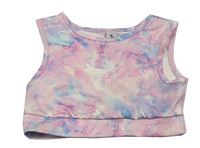 Růžovo-bílo-modrý sportovní crop top TU