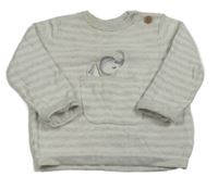 Šedo-bílý pruhovaný svetr se slonem Mothercare