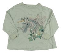 Zelenomodrá lehká mikina s jednorožcem 