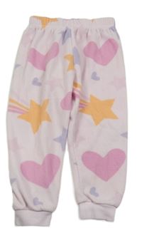 Světlerůžové fleecové kalhoty se srdíčky a hvězdami Matalan
