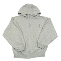 Světlešedá propínací mikina s výšivkou a kapucí TU