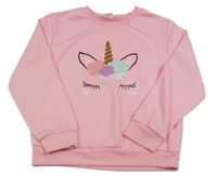 Růžová lehká mikina s jednorožcem Shein