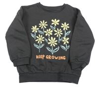 Šedá mikina s kytičkami F&F