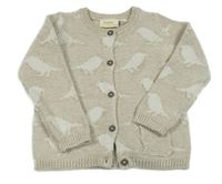 Béžový melírovaný propínací svetr s diny Lupilu