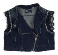 Tmavomodrá riflová crop vesta - křivák 