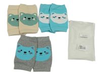 Nové - 3x návleky - šedomodré s kočičkou + smetanové s kočičkou + tyrkysové s kočičkou 