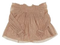 Hnědo-růžová tylová halenka s hvězdičkami River Island