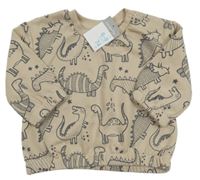 Nové - Světlehnědá mikina s dinosaury Primark