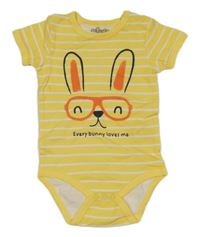 Žluto-bílé pruhované body s králíčkem 