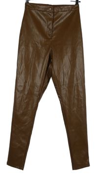 Dámské hnědé koženkové kalhoty