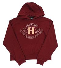 Vínová crop mikina s potiskem a kapucí - Harry Potter
