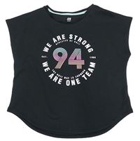 Černé sportovní crop tričko s číslem H&M